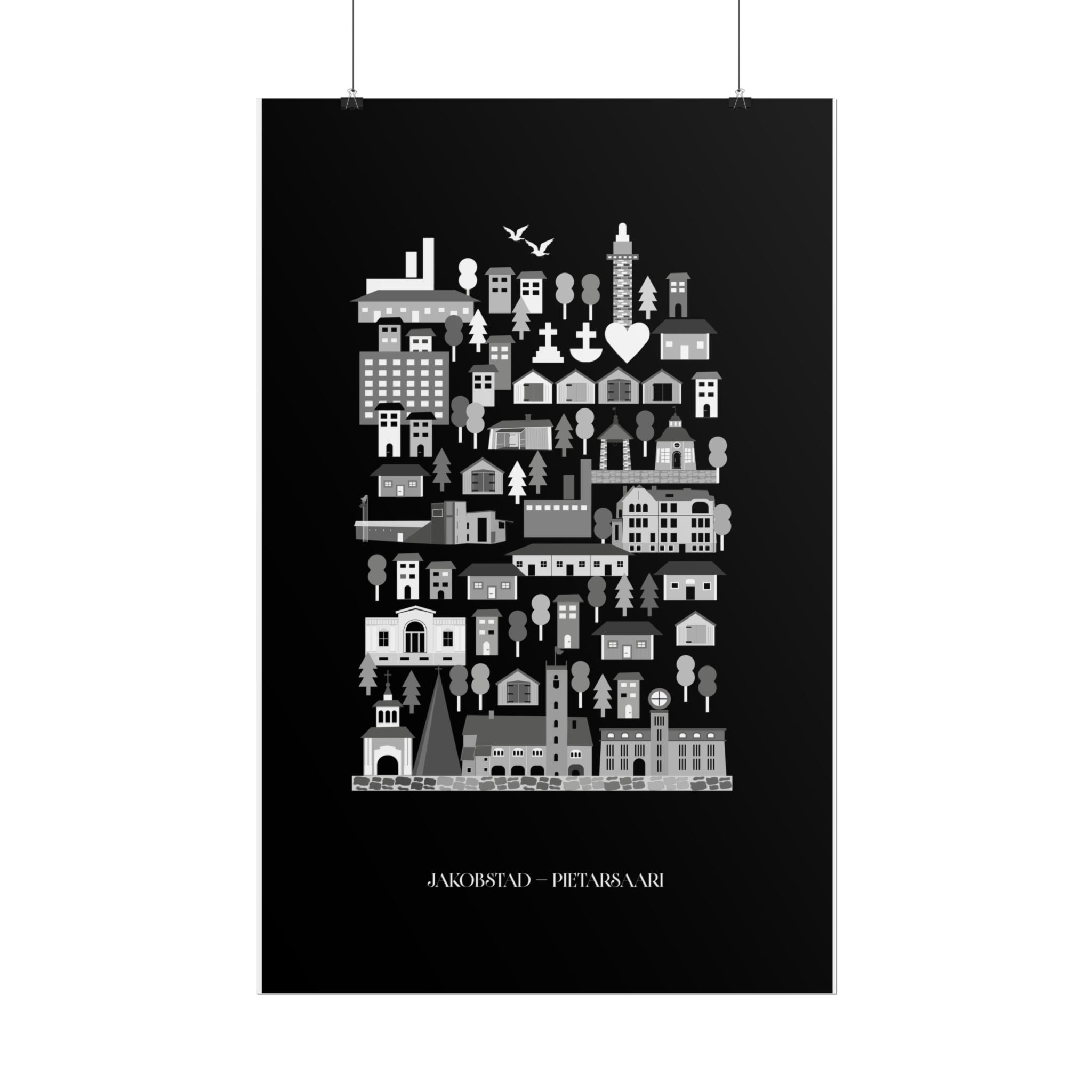 Jakobstad poster (svart)